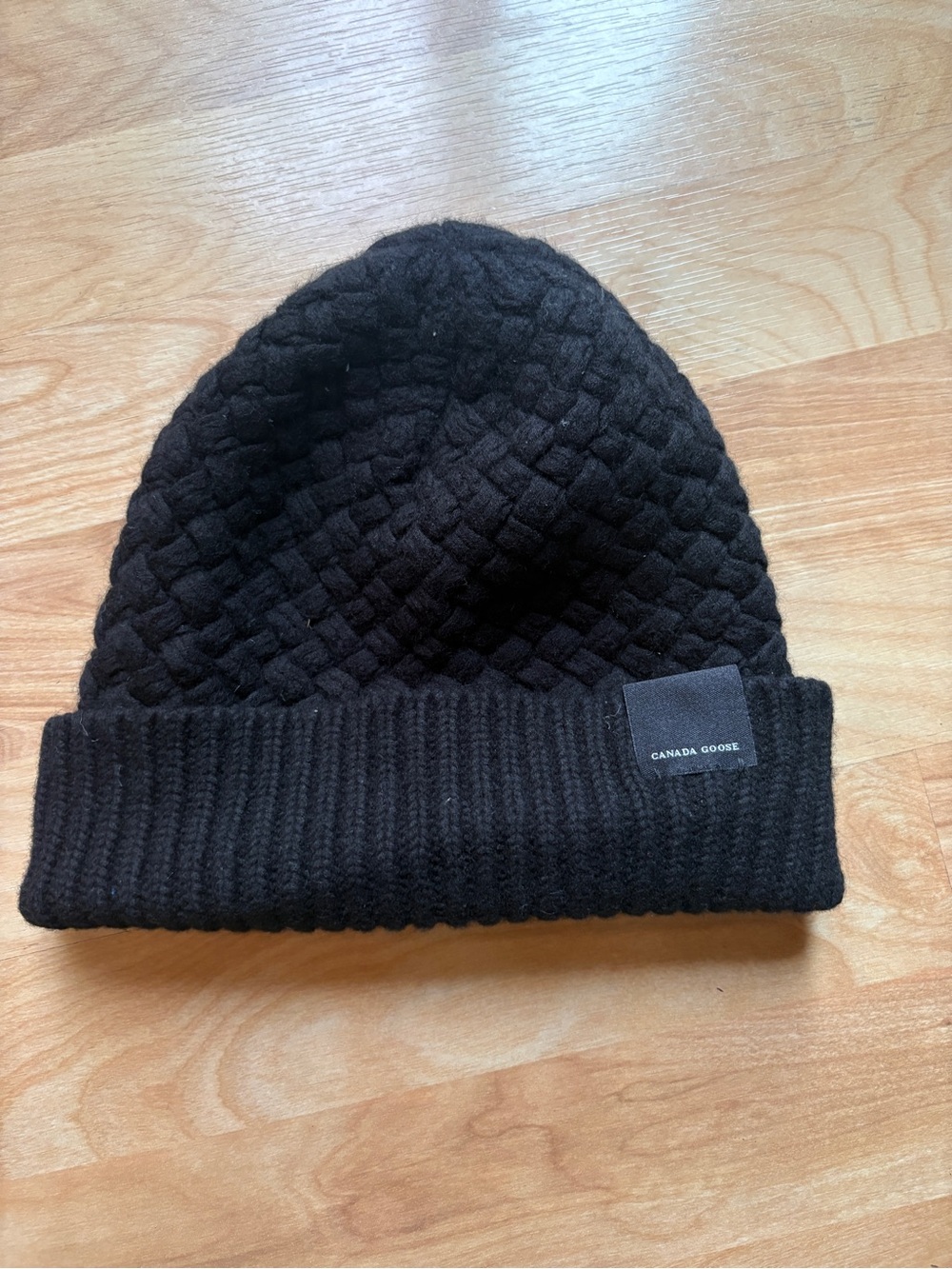 Canada Goose Black Quilted Cuffed Knit Hat
